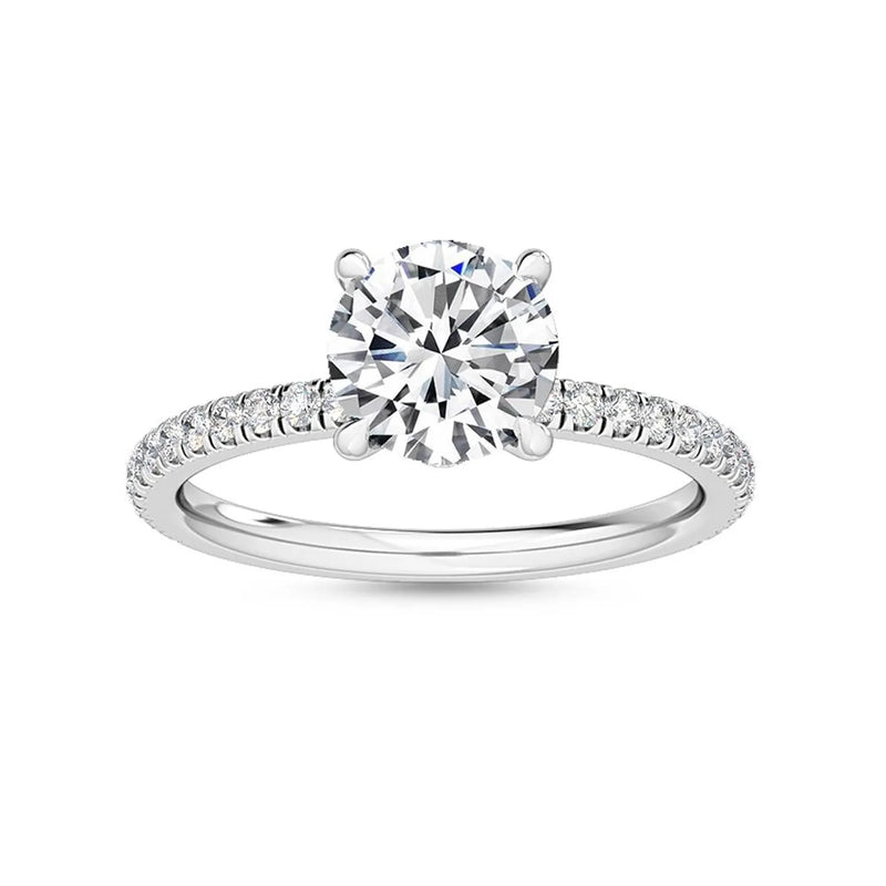 14K 2.5ct Natural Diamond Round Cut Side Stone Engagement Ring