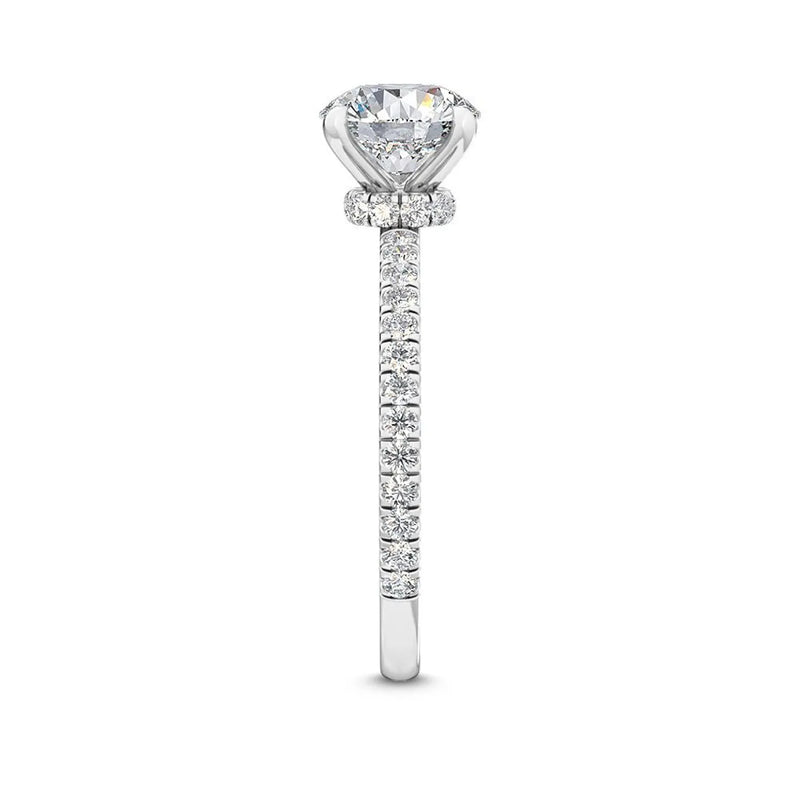 18K Solid Gold 2.57 CT Lab Grown Diamond Round Center with Pavé Side Stones Solitaire Engagement - View 7 | Riyanika Jewels