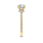 18K Solid Gold 2.57 CT Natural Diamond Round Center with Pavé Side Stones Solitaire Engagement - Close Up | Riyanika Jewels