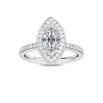 2.01 CT Marquise & Round Natural Diamond Engagement Ring in 18K Solid Gold