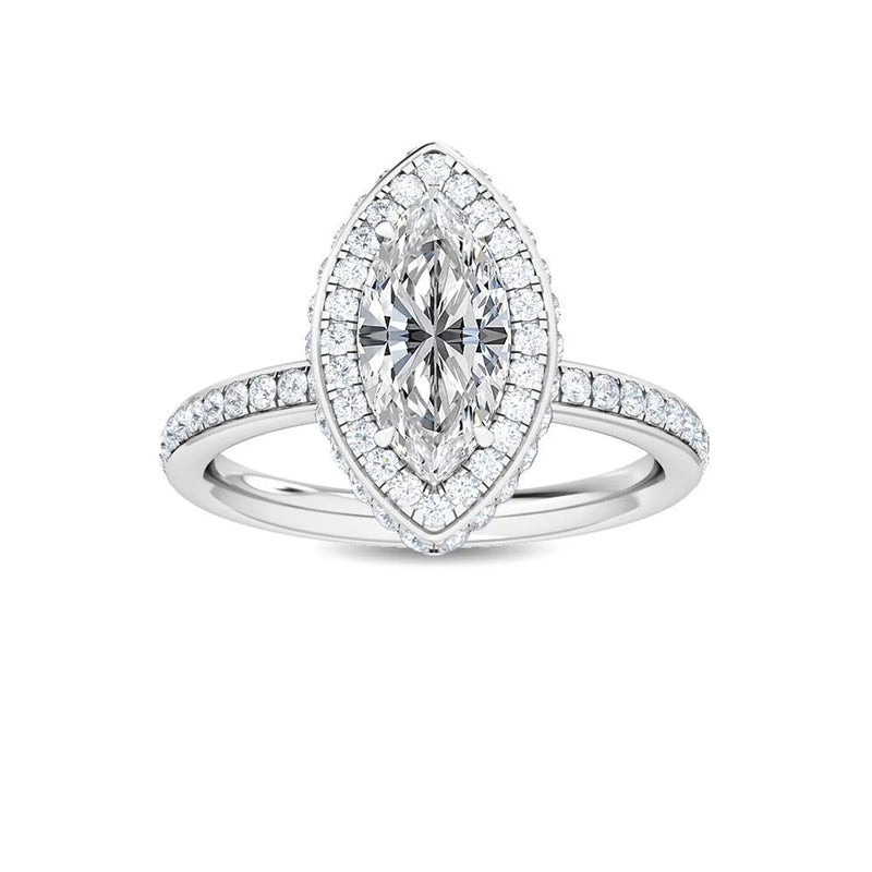 14K 2ct Natural Diamond Round Cut Halo Engagement Ring