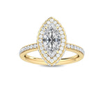 2.01 CT Marquise & Round Natural Diamond Engagement Ring in 18K Solid Gold - Detail