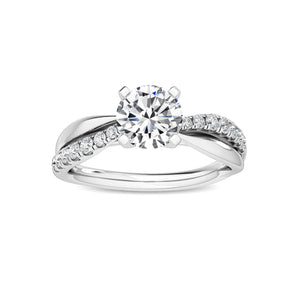 1.35 Ct Round Cut Twisted Pavé Shank Solitaire Natural Diamond Engagement Ring in 18K Solid Gold