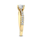 1.35 Ct Round Cut Twisted Pavé Shank Solitaire Natural Diamond Engagement Ring in 18K Solid Gold - Detail | Riyanika Jewels