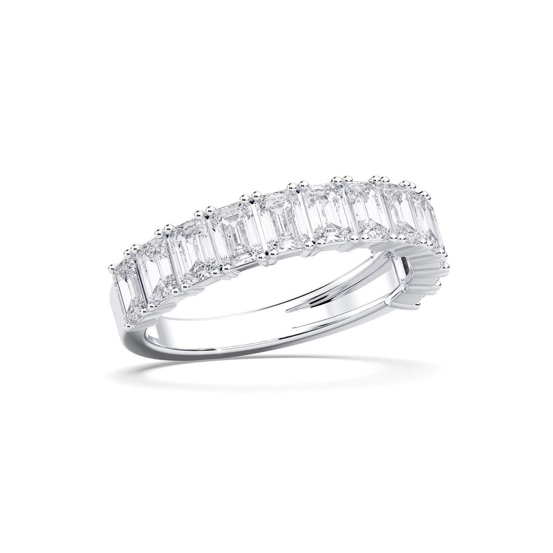 14K 2.5ct Natural Diamond Emerald Cut Half Eternity Band