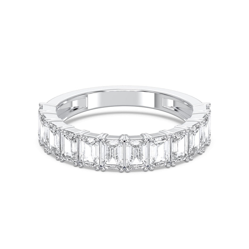 14K 2.5ct Natural Diamond Emerald Cut Half Eternity Band