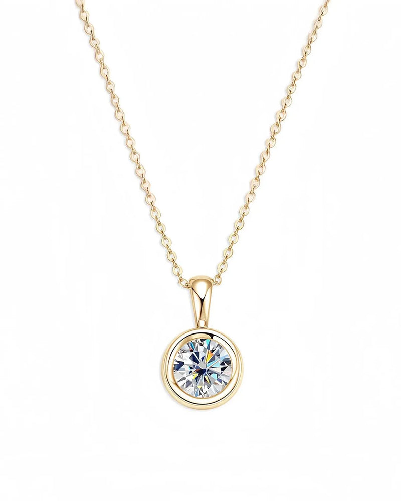 14K 1ct Natural Diamond Round Cut Solitaire Necklace