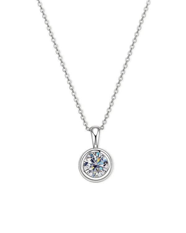 18K Solid Gold 2CT Round Cut Natural Diamond Solitaire Pendent Necklace