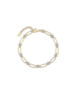18K Solid Gold 1.5CT Natural Diamond Miami Curb Link Chain Bracelet with Bezel Setting