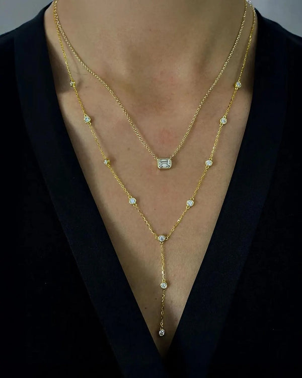 14K Lab Grown Diamond Bezel Pendant Necklace