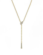 14K Solid Gold Diamond Lariat Necklace | Lariat Diamond Necklace | Dainty Diamond Necklace