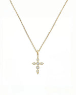 18K Solid Gold Lab Grown Diamond Cross Pendant Necklace - Alternate Angle | Riyanika Jewels