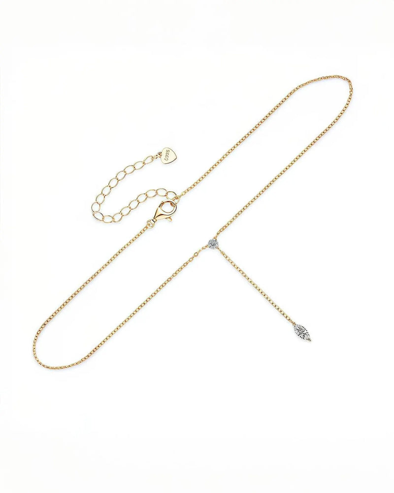 14K Natural Diamond Marquise Cut Chain Necklace