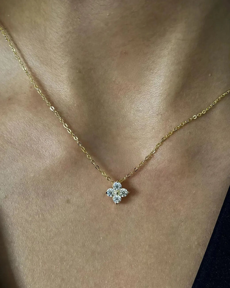 14K Natural Diamond Round Cut Necklace