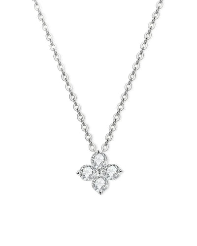 14K Solid Gold Lab Grown Diamond Clover Necklace | Dainty Diamond Necklace