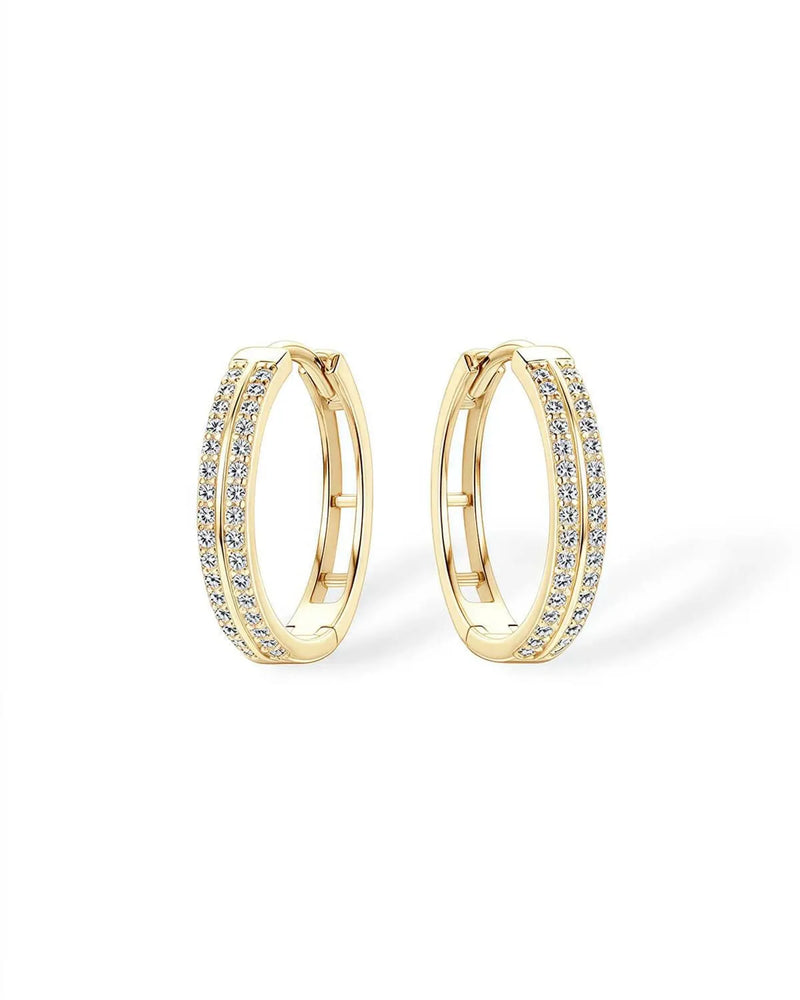 18K Solid Gold 0.32ctw Inside Out Natural Diamond Hoop Earrings - Detail | Riyanika Jewels