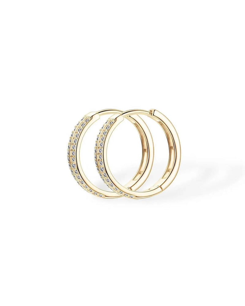 18K Solid Gold 0.32ctw Inside Out Natural Diamond Hoop Earrings - Alternate Angle | Riyanika Jewels