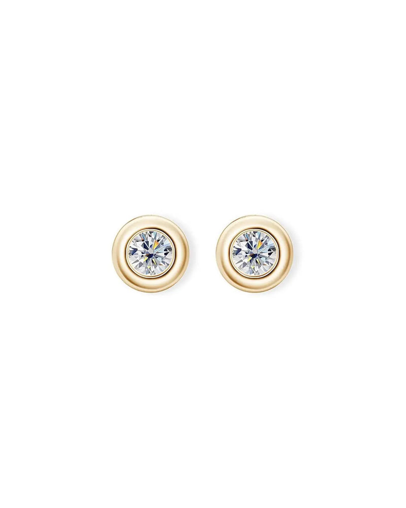 18K Solid Gold 0.4ct Natural Diamond Bead Studs | 18K Solid Gold Natural Diamond Ball Stud - Close Up | Riyanika Jewels