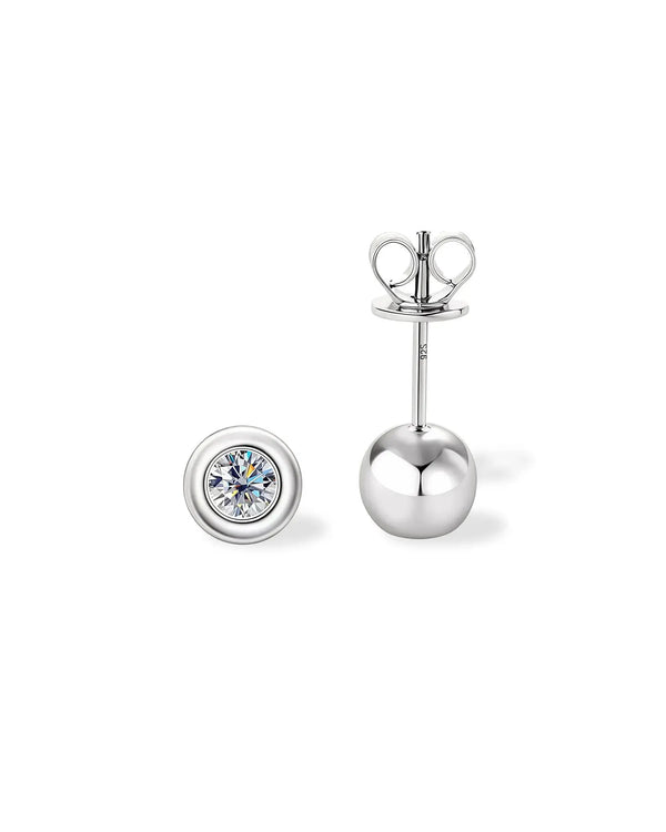 18K Solid Gold 0.4ct Natural Diamond Bead Studs