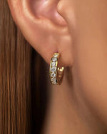 14K Solid Gold Classic Lab Grown Diamond Hoop Earrings | Diamond Huggie Hoops