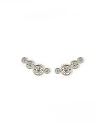 18K Solid Gold Four Natural Diamonds Stud Earrings | 18K Solid Gold Stackable Diamond Studs - Detail