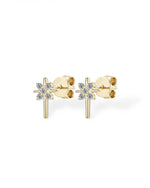14K Solid Gold Lab Grown Diamond Cross Stud Earrings