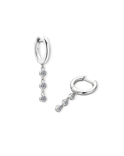 18K Solid Gold Dangling Natural Diamond Drop Earrings