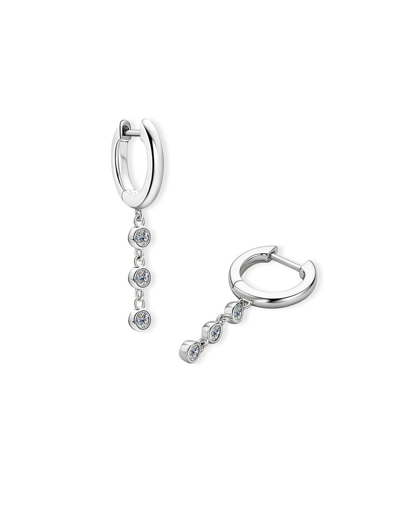 18K Solid Gold Dangling Natural Diamond Drop Earrings