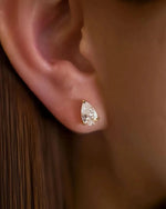 14K 2ct Lab Grown Diamond Pear Cut Solitaire Stud Earrings