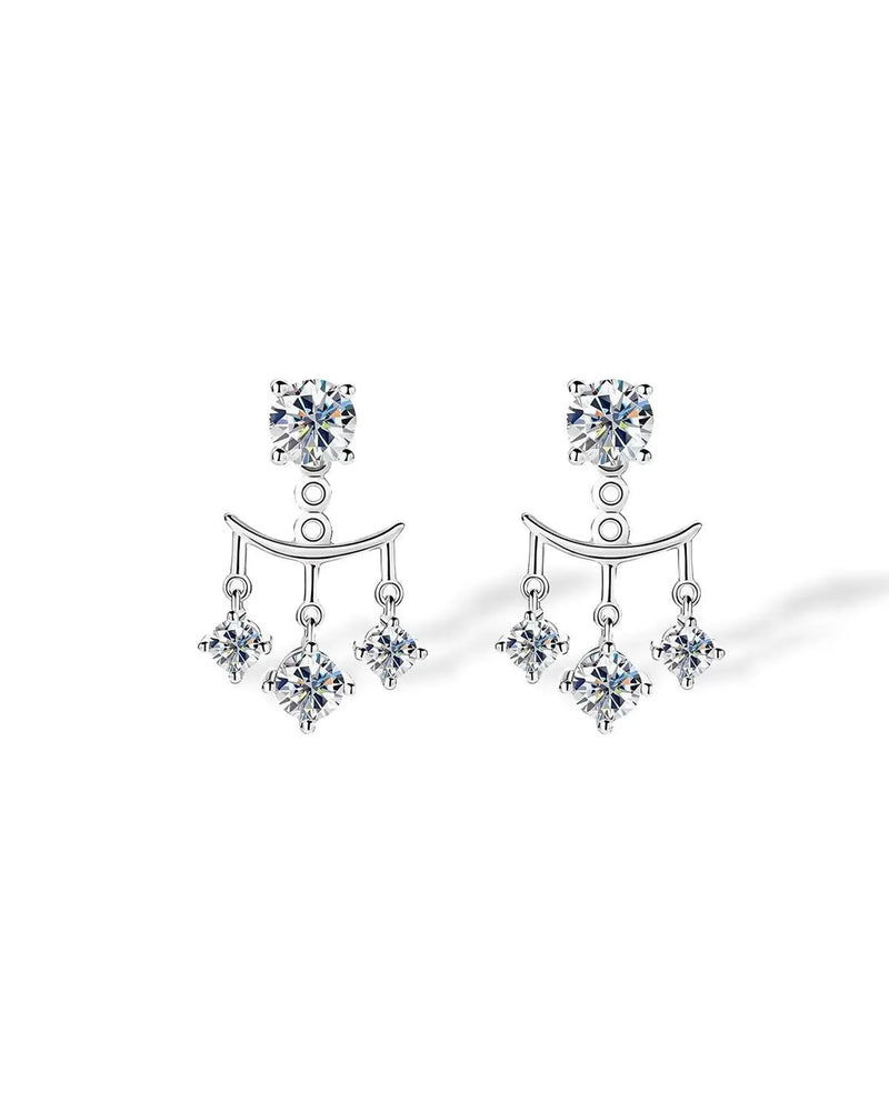 18K Solid Gold 2.4ctw Natural Diamond Split Drop Earrings