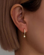 14K Natural Diamond Pave Hoop Earrings