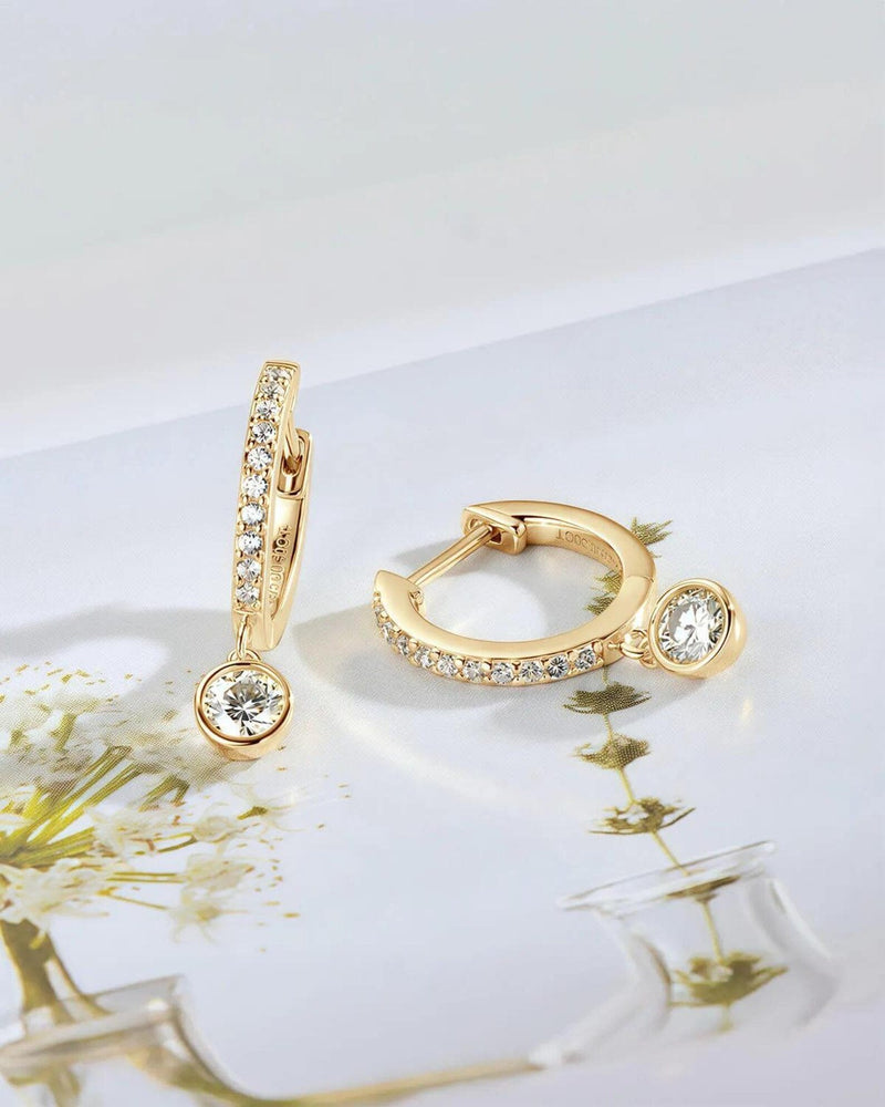 14K Natural Diamond Pave Hoop Earrings