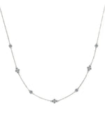 14K Solid Gold Natural Diamond Minimalist Layered Station Chain Necklace