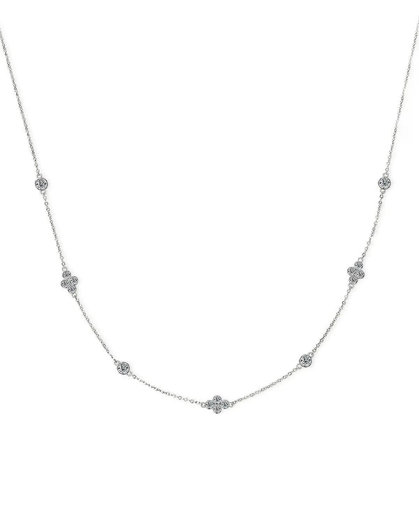 14K Solid Gold Natural Diamond Minimalist Layered Station Chain Necklace