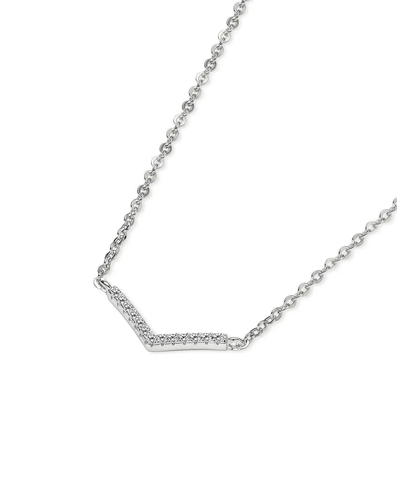 18K Solid Gold V Shaped Natural Diamond Necklace | 18K Solid Gold Minimal Layered - Alternate Angle