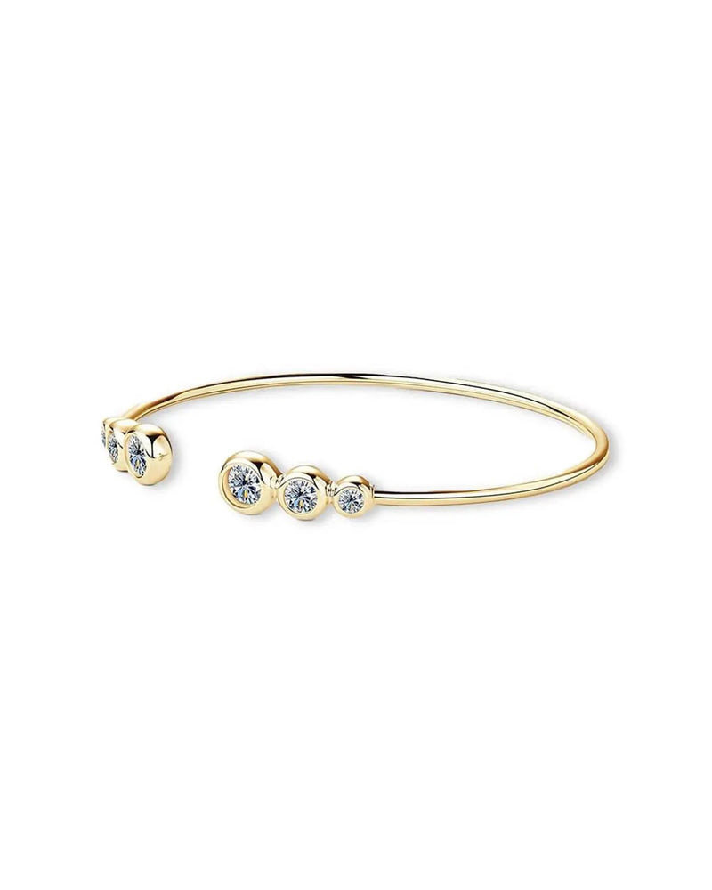 18K Solid Gold 1.8CT Natural Diamond Cuff Bracelet | 18K Solid Gold Diamond Bangle | Stackable - Detail | Riyanika Jewels