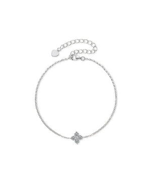 18K Solid Gold Single Flower 0.4ct Natural Diamond Bracelet