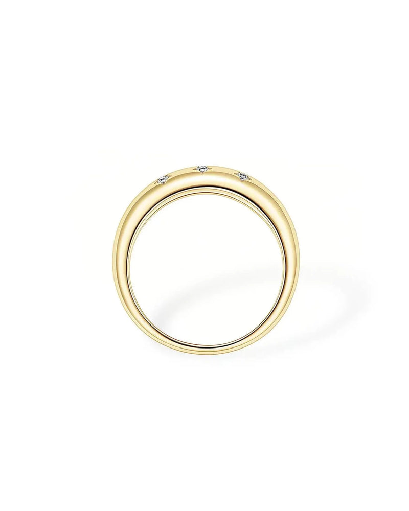 14K Solid Gold Star Inspired Natural Diamond Ring | 14K Solid Gold Minimal Stackable Diamond Band