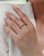 18K Solid Gold Stackable Twist Design 0.8ct Natural Diamond Ring - Side View | Riyanika Jewels