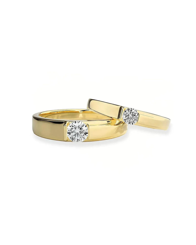 18K Solid Gold Minimalist Lab Grown Diamond Solitaire Rings | 18K Solid Gold Diamond Wedding - Side View | Riyanika Jewels
