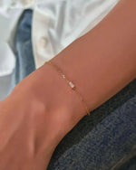 18K Solid Gold 0.2ct Emerald Cut Natural Diamond Bracelet - Close Up | Riyanika Jewels