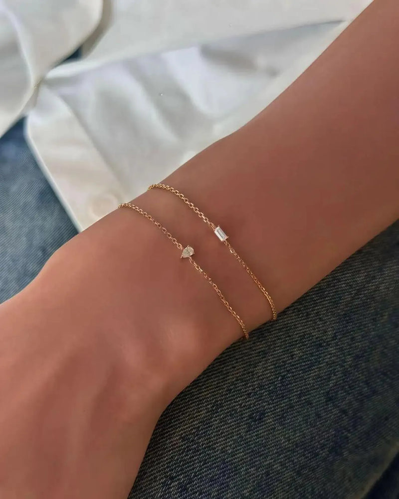 18K Solid Gold 0.2ct Emerald Cut Lab Grown Diamond Bracelet - Detail | Riyanika Jewels