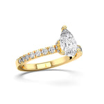 18K Solid Gold 1 CT Pear Cut Halo Natural Diamond Solitaire Engagement Ring - Detail