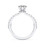 18K Solid Gold 1ct Marquise Cut Halo Natural Diamond Solitaire Engagement Ring | Half Eternity - Close Up | Riyanika Jewels