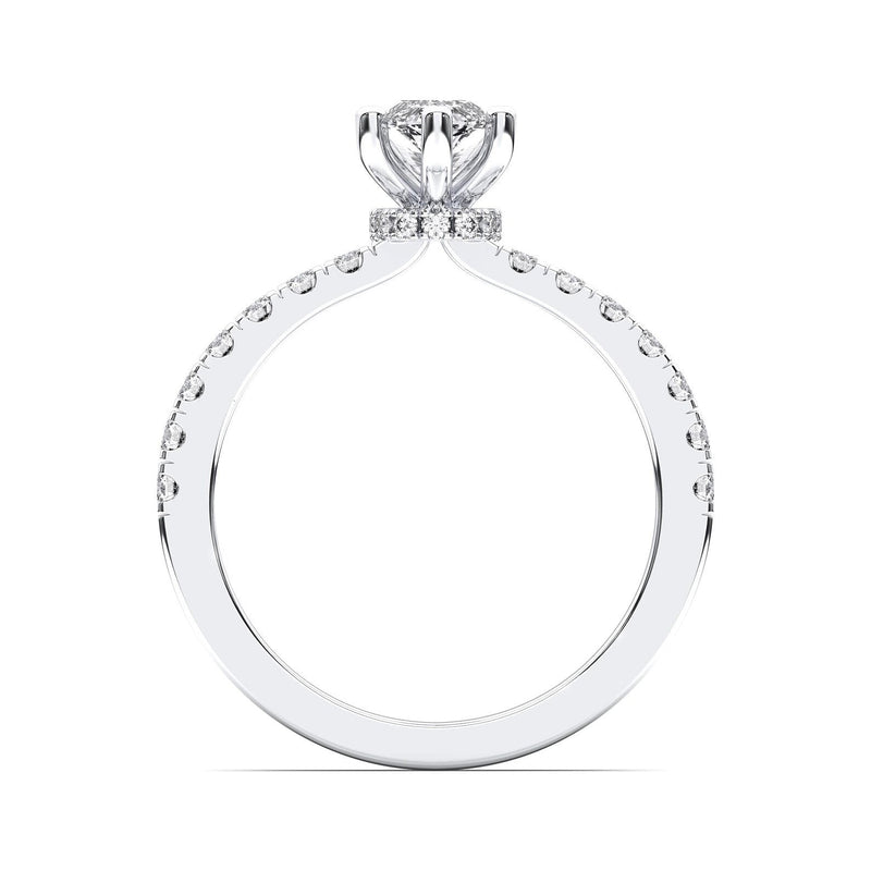 14K 1ct Lab Grown Diamond Marquise Cut Solitaire Half Eternity Ring