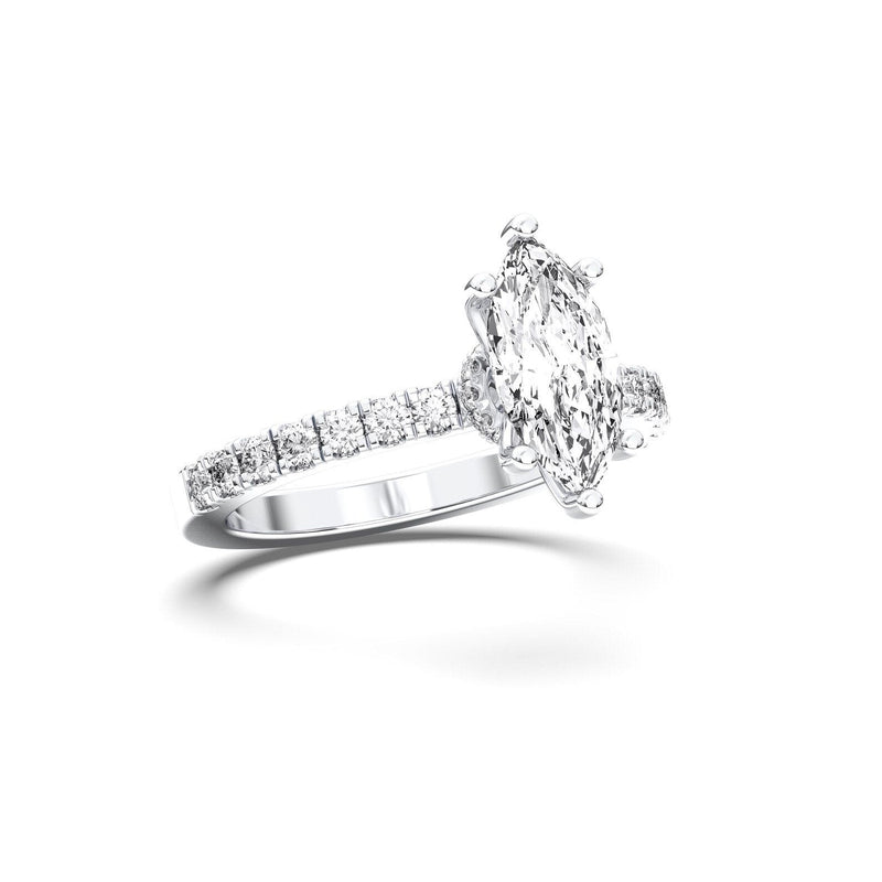 14K 1ct Natural Diamond Marquise Cut Solitaire Half Eternity Ring