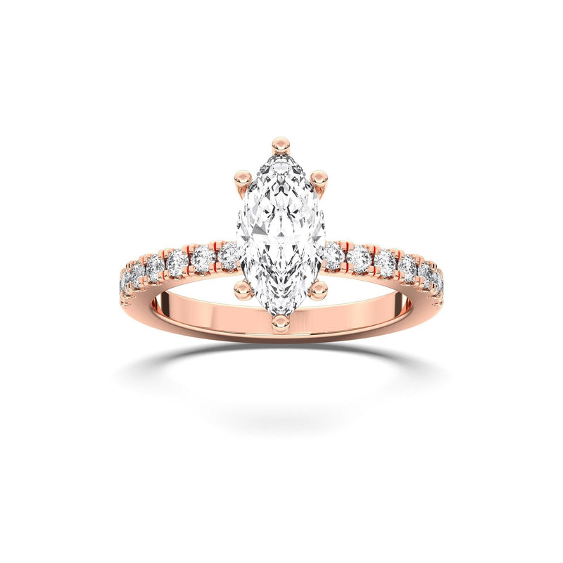 14K 1ct Natural Diamond Marquise Cut Solitaire Half Eternity Ring