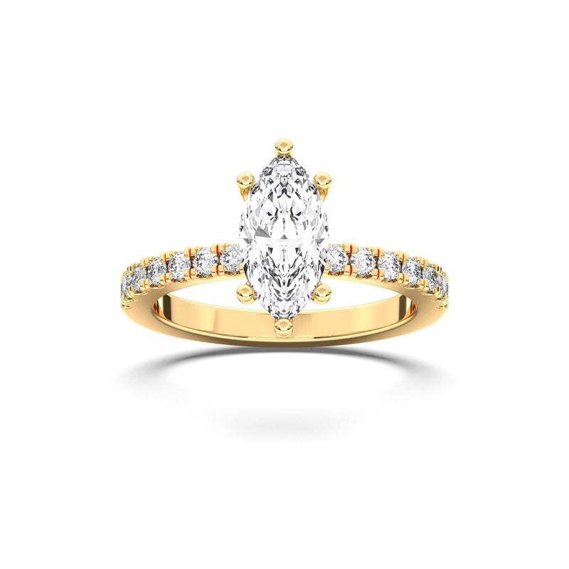 14K 1ct Lab Grown Diamond Marquise Cut Solitaire Half Eternity Ring