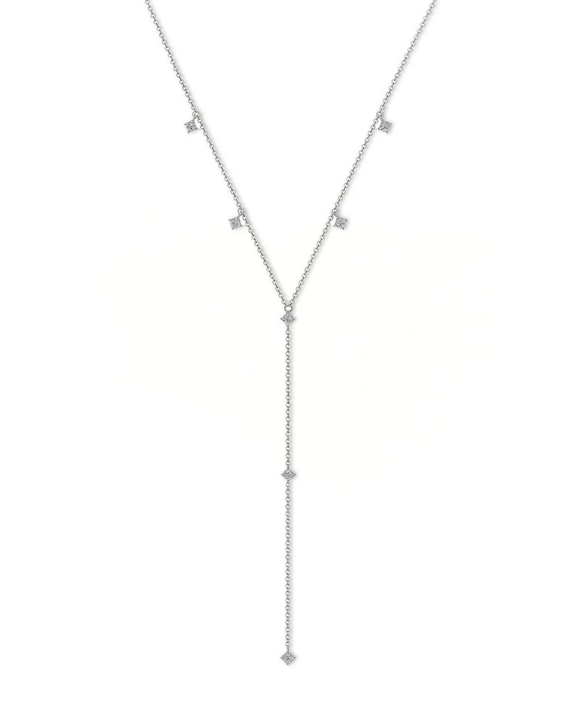 14K Solid Gold Y-Shaped Lab Grown Diamond Necklace | Elegant Sparkling Lariat Necklace