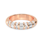 18K Solid Gold 0.86ct Channel Set Round-Baguette Lab Grown Diamond Wedding Band - Detail